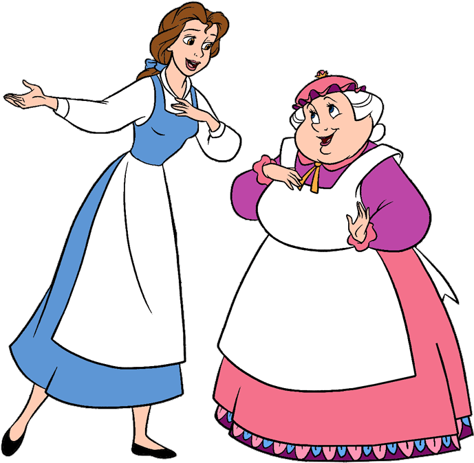 Belle Human Mrs Potts - Belle And Mrs Potts Clipart (700x684), Png Download