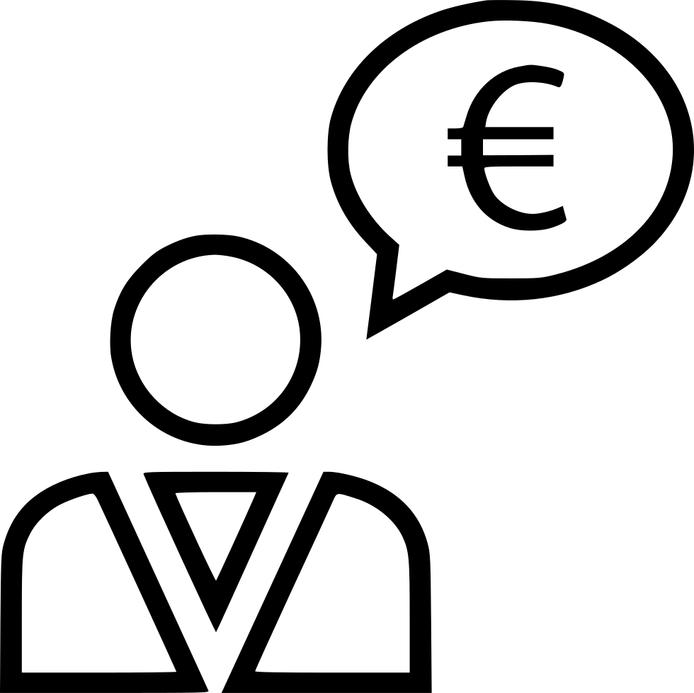 Business Man Talking Thinking Money Euro Currency Svg - Icon Clipart (980x978), Png Download