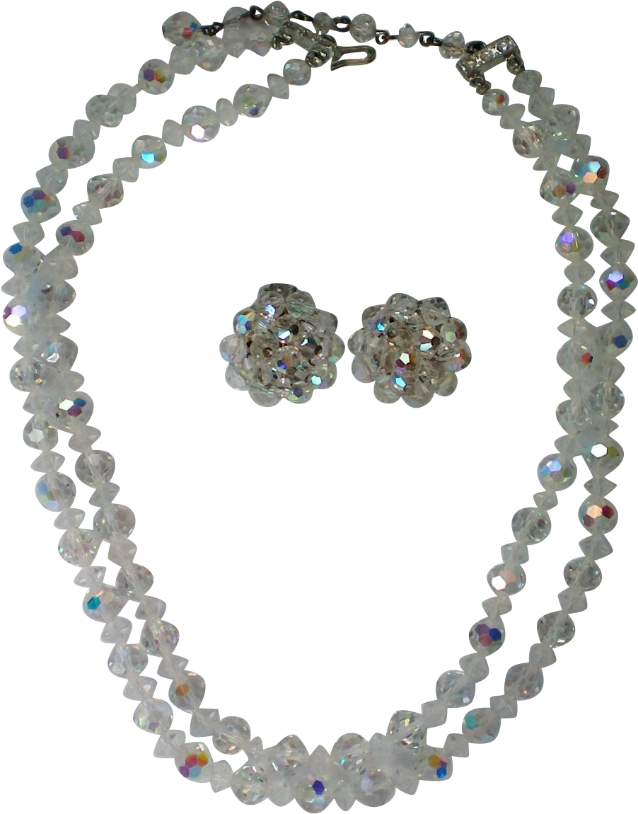 Austrian Crystal Aurora Borealis Glass Bead Necklace - Necklace Clipart (1149x1149), Png Download