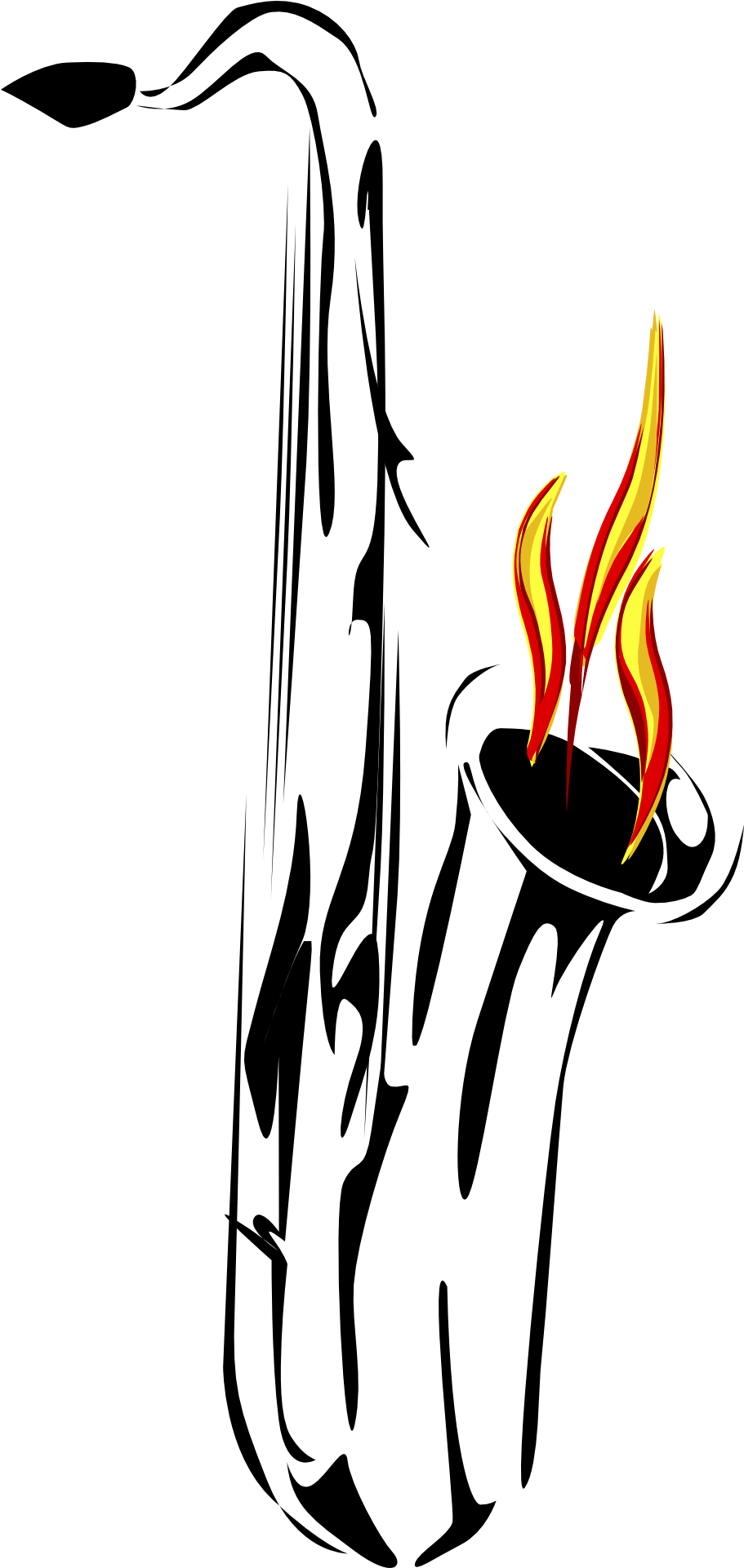 Saxophone Flame Reflection Art Png Image - Saxophone Tattoo Png Clipart (640x1280), Png Download