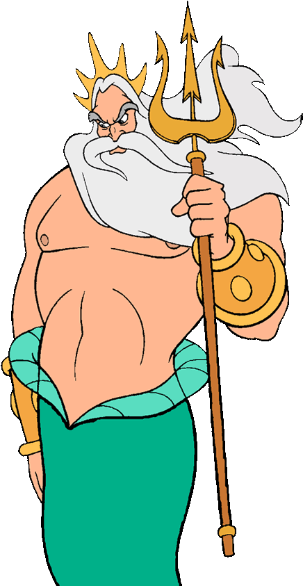 King Triton And Ariel's Sisters - Triton From Little Mermaid Clipart (450x855), Png Download