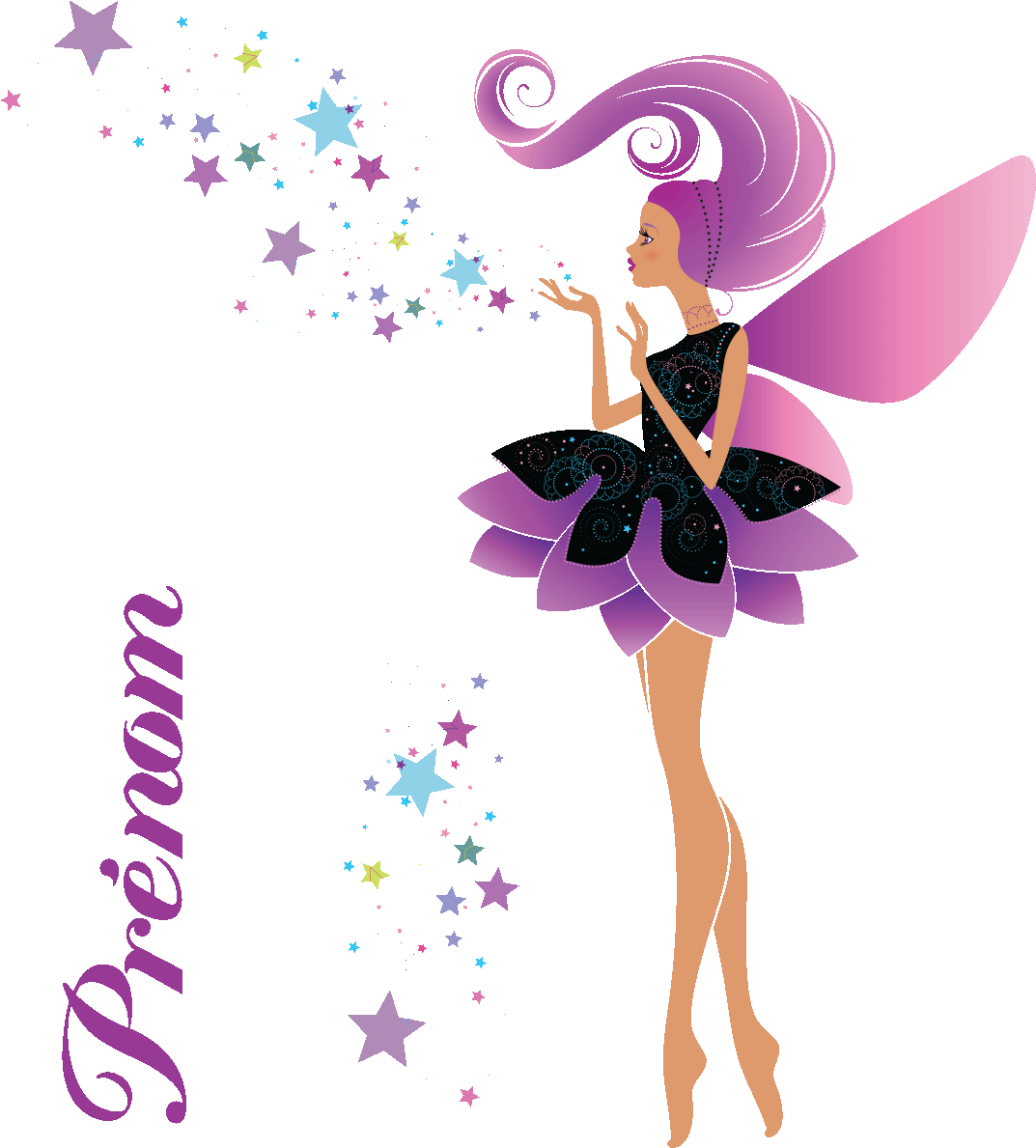 Sticker Prenom Personnalisable Fee Fantaisie Design - Sticker Prénom Personnalisable Fée Design Et Les Étoiles Clipart (1200x1200), Png Download