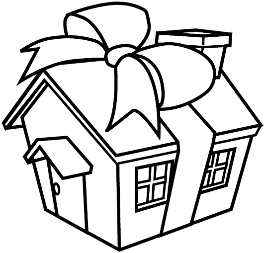 Housewithbow - Line Art Clipart (784x784), Png Download