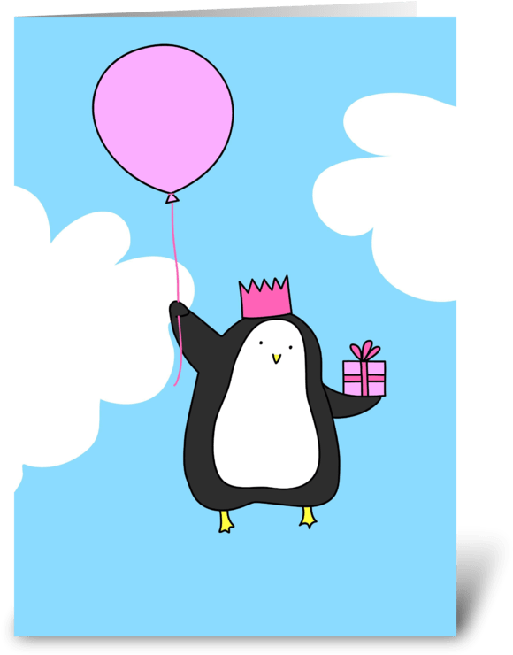 Birthday Penguin Greeting Card - Penguin Birthday Card Clipart (700x792), Png Download