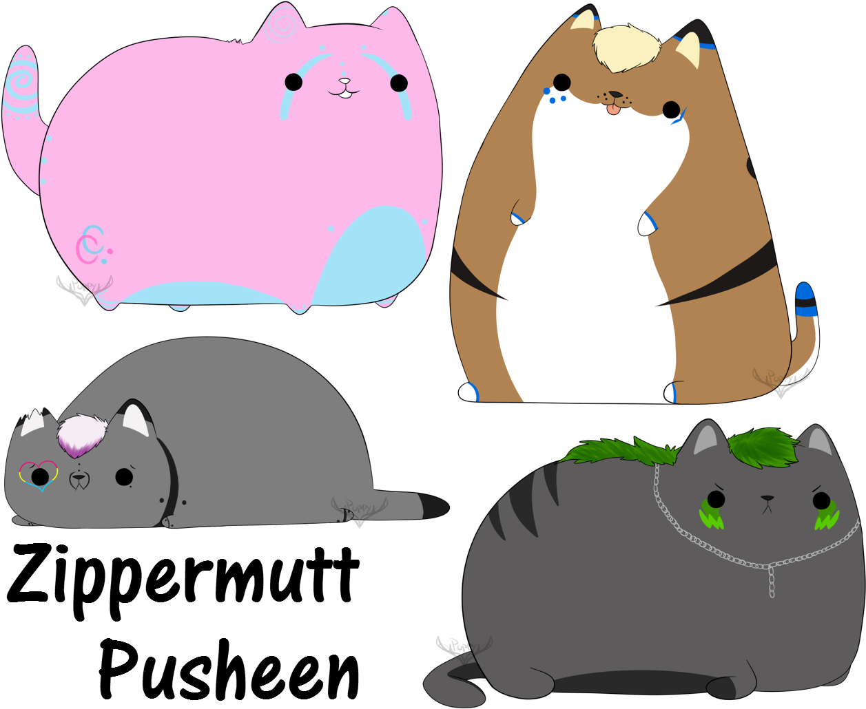 [c] Zippermutt's Pusheen Squad - Pug Coloring Pages Clipart (1280x1056), Png Download