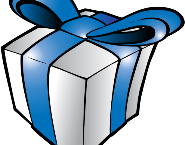 Birthday Present Clipart Blue Gold - Kerstgeschenk Tekening - Png Download (640x480), Png Download