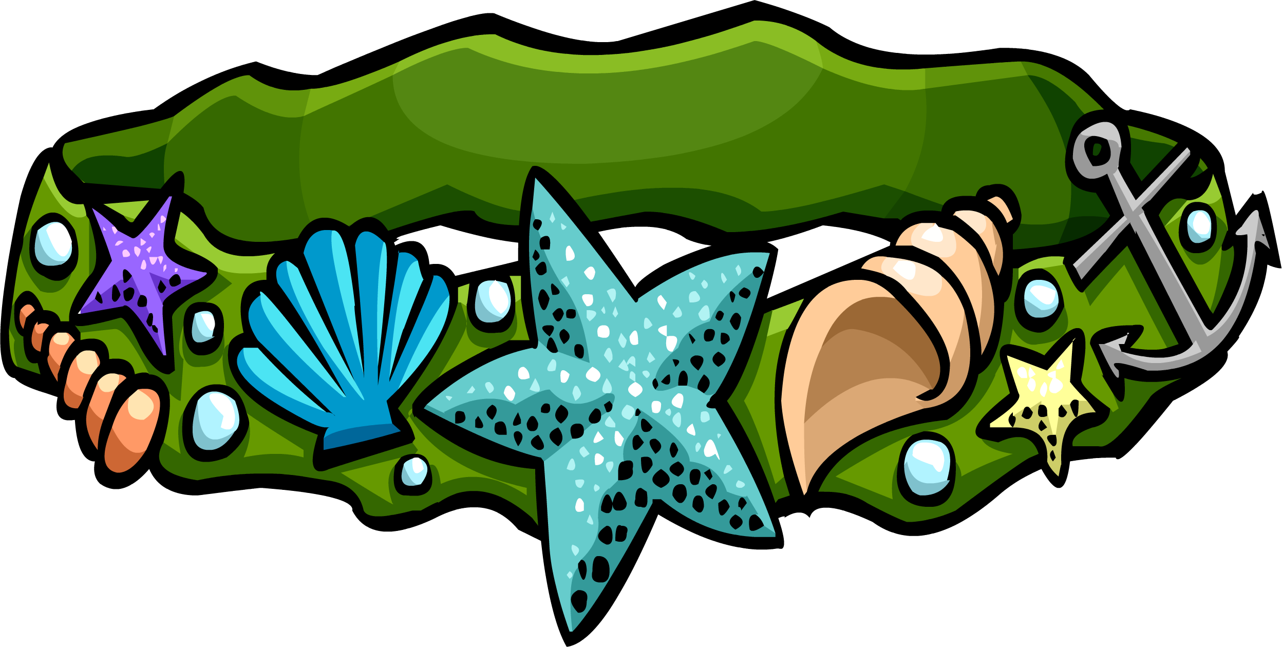 Seashell Belt - Club Penguin Sea Belt Clipart (2496x1260), Png Download