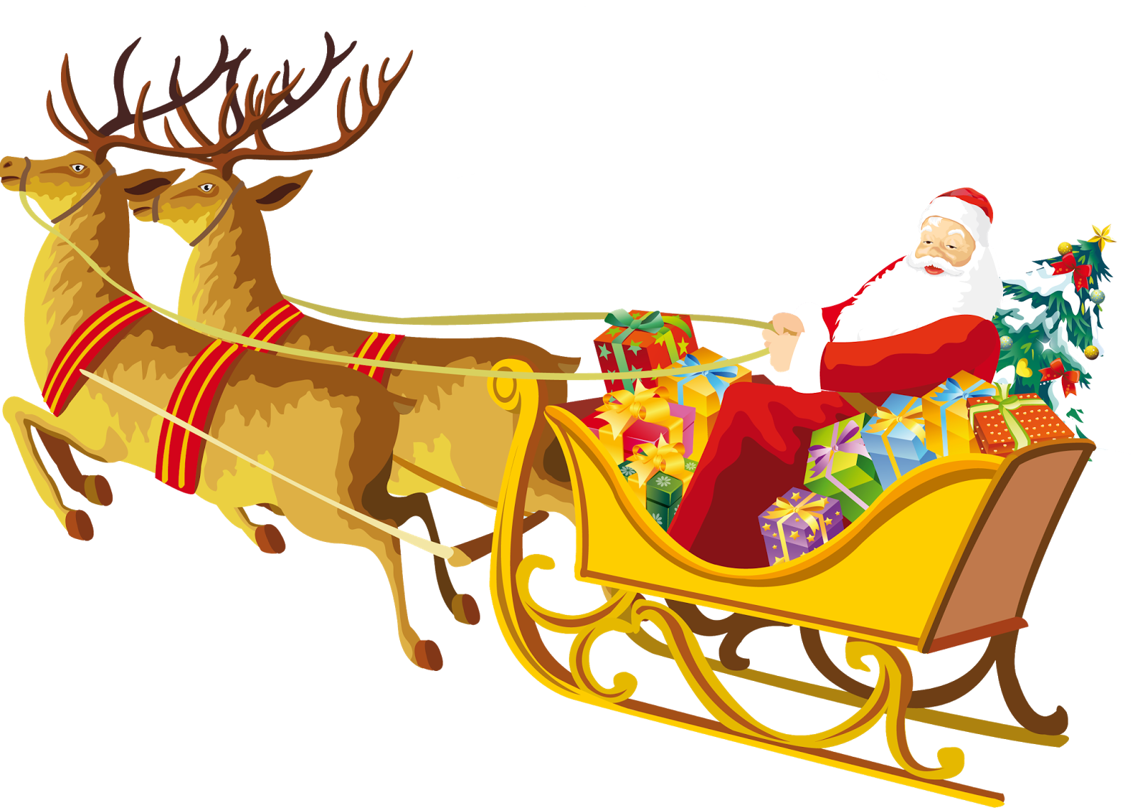 Marcos Gratis Para Fotos - Santa Claus And Reindeer Clip Art - Png Download (1600x1142), Png Download