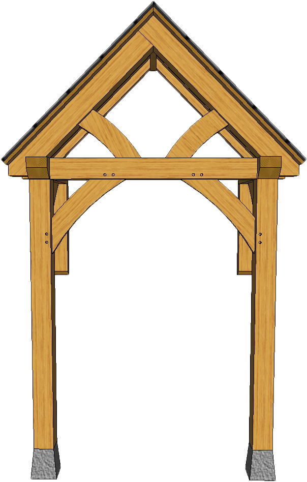 2 Post Porch A17 Curved Brace Truss With Rear Supporting - Rosary Church Clipart (604x948), Png Download
