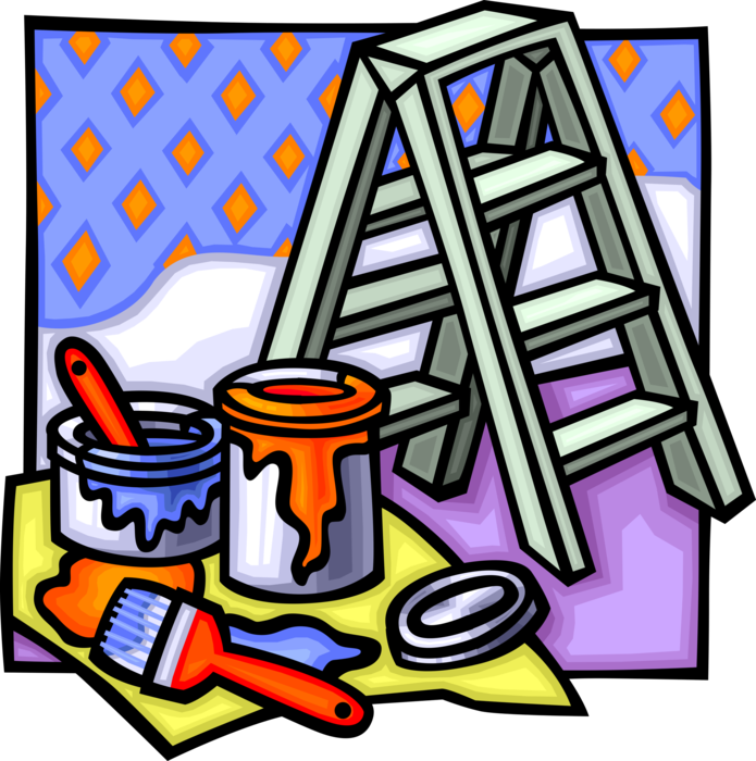 Vector Illustration Of Home Renovation And Decoration - House Painter And Decorator Clipart (695x700), Png Download