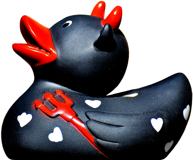 Quietscheente, Devil, Duck, Rubber, Cute - Duck Clipart (930x720), Png Download