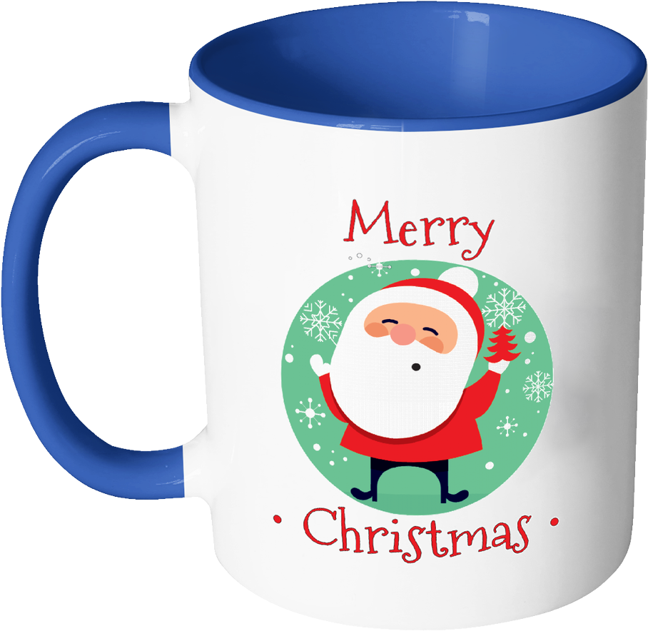 Santa Merry Christmas Ceramic Mug 11 Oz With Color Clipart (1024x1024), Png Download