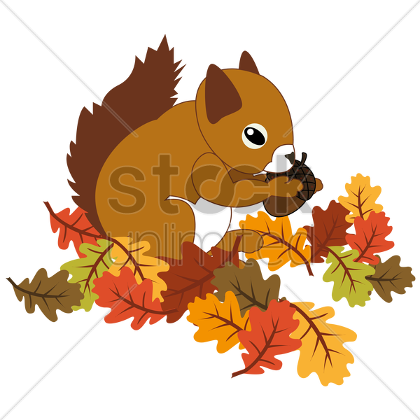 Vector Graphics Clipart Clip Art - Squirrel And Leaves Clipart - Png Download (600x600), Png Download