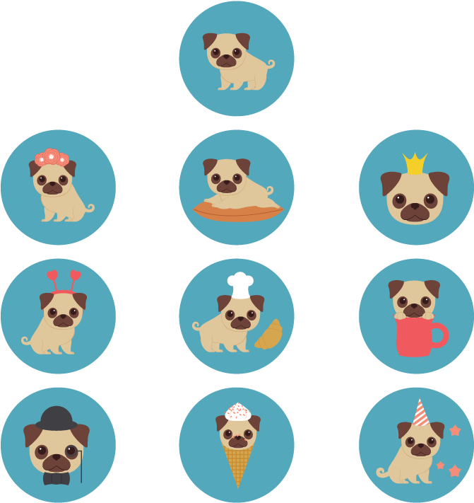 Final Product Image - Cute Pug Icon Clipart (850x850), Png Download