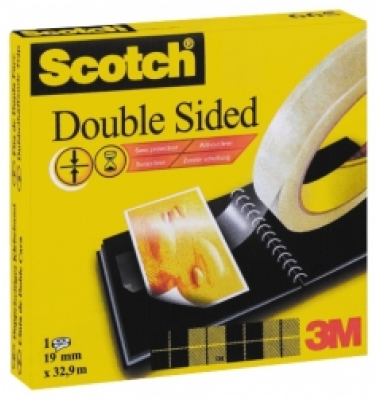 Banda Dublu Adeziva Scotch M - Scotch Double Sided Tape Transparant 19 Mm X 33 M Clipart (1000x1000), Png Download