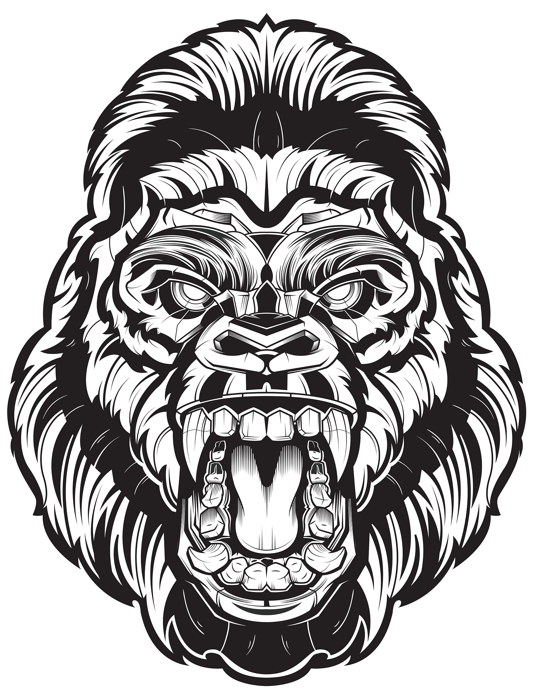 Angry Gorilla Face Png Clipart (2500x2500), Png Download