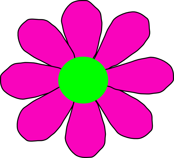 This Free Clip Arts Design Of Pink With Green Daisy - Png Download (600x546), Png Download