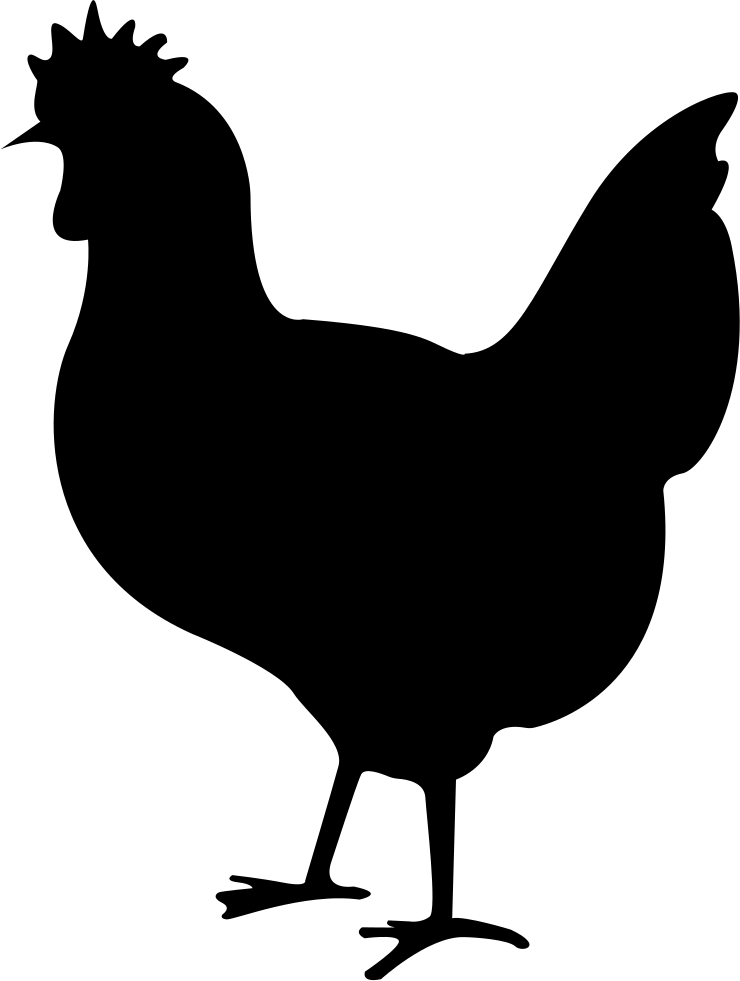 Chicken Png Black Clipart (740x981), Png Download