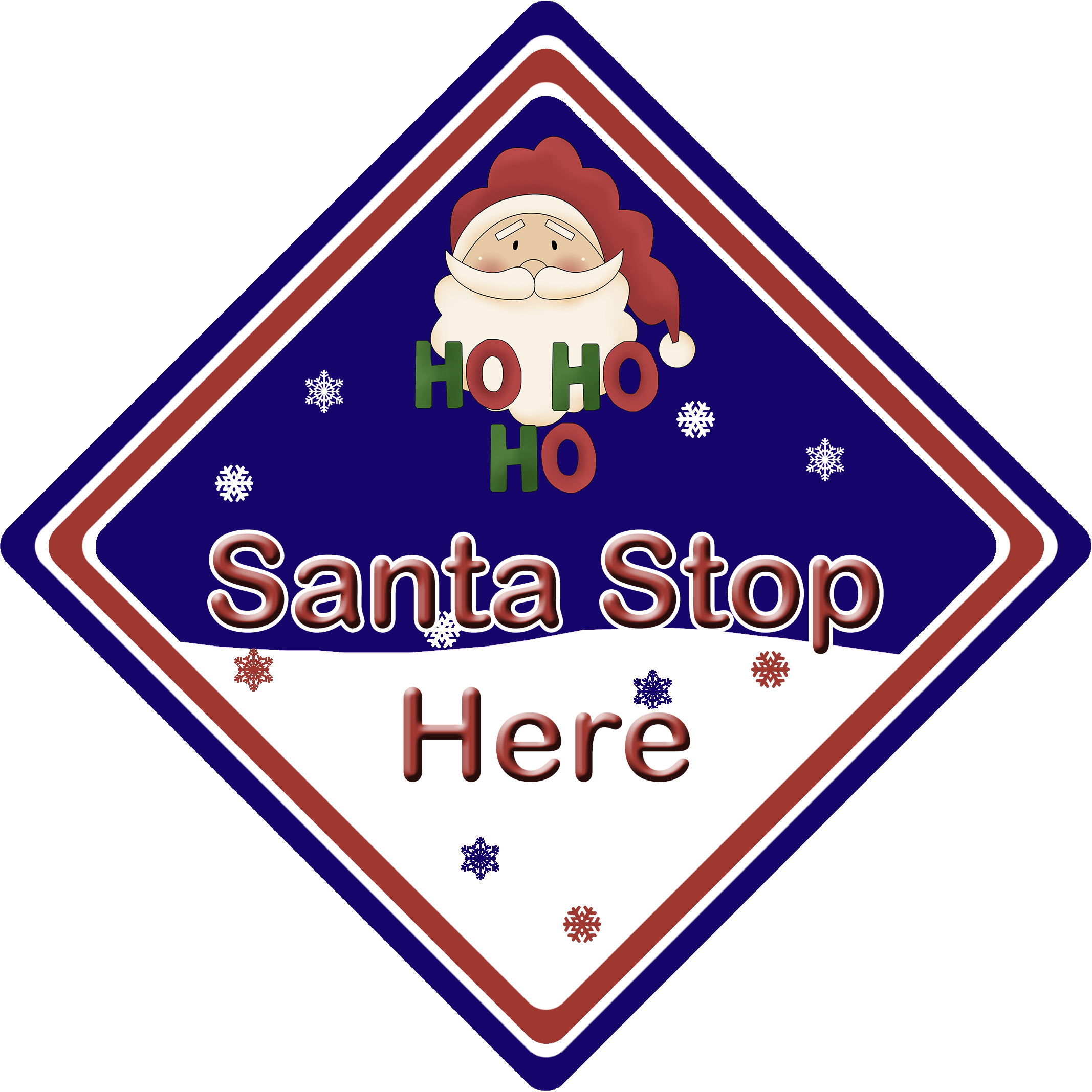 Non Personalised Santa Stop Here Ho Ho Ho Blue - Santa Stop Here Png Clipart (2134x2135), Png Download