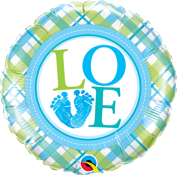 Qualatex 18 Inch Round Foil Balloon - Baby Boy Feet Clipart (600x593), Png Download