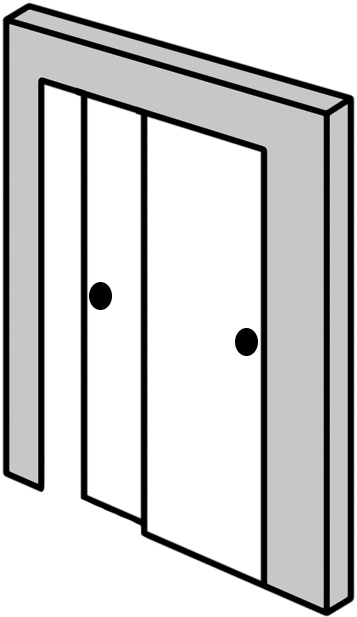 Bypass Door Units Are Widely Used In Closet Openings - Pocket Door Clipart (523x648), Png Download
