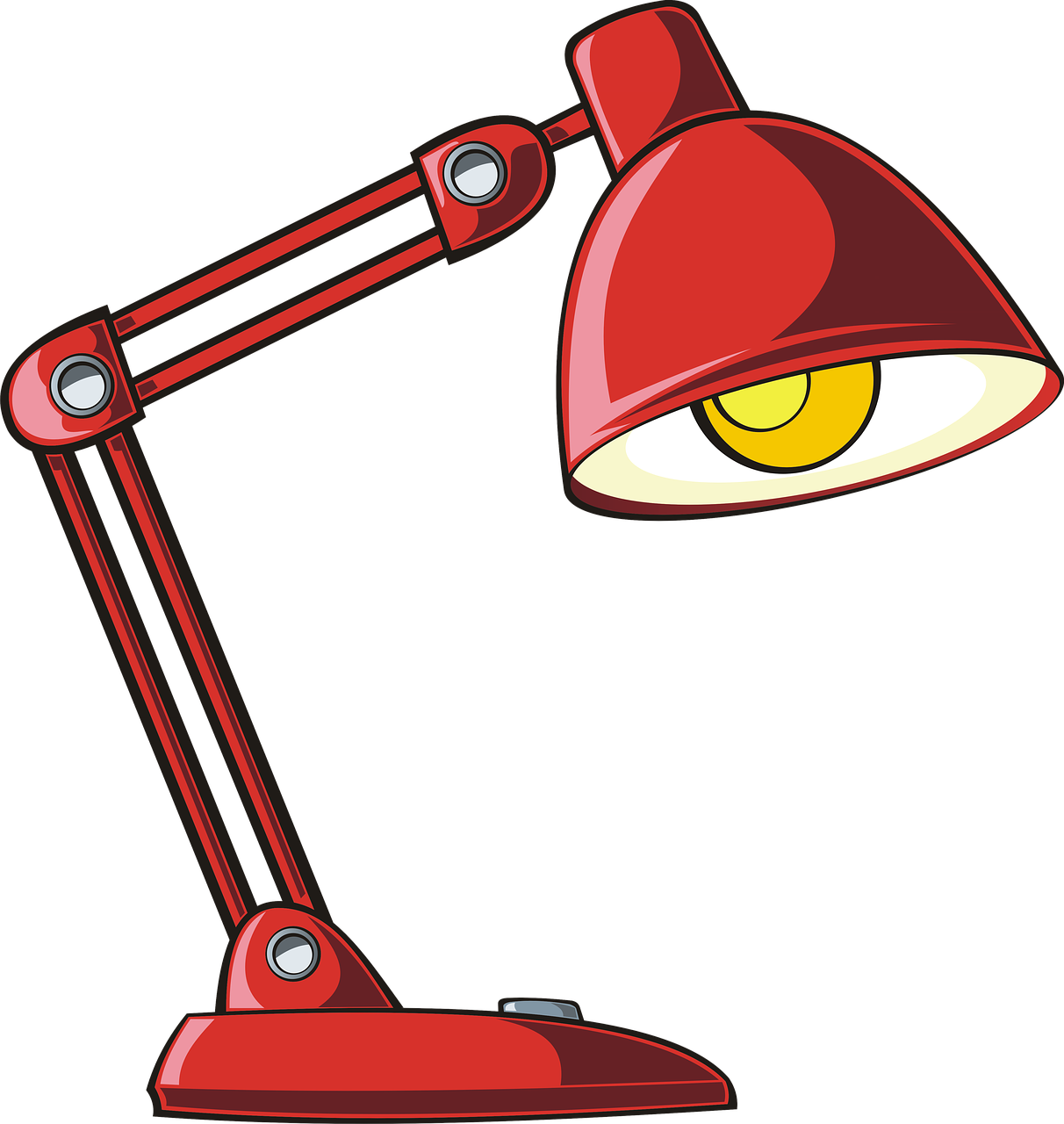 Lamp, Desk Lamp, Bulb, Lighting, Drawing, Graphics - Drawing Clipart (606x640), Png Download