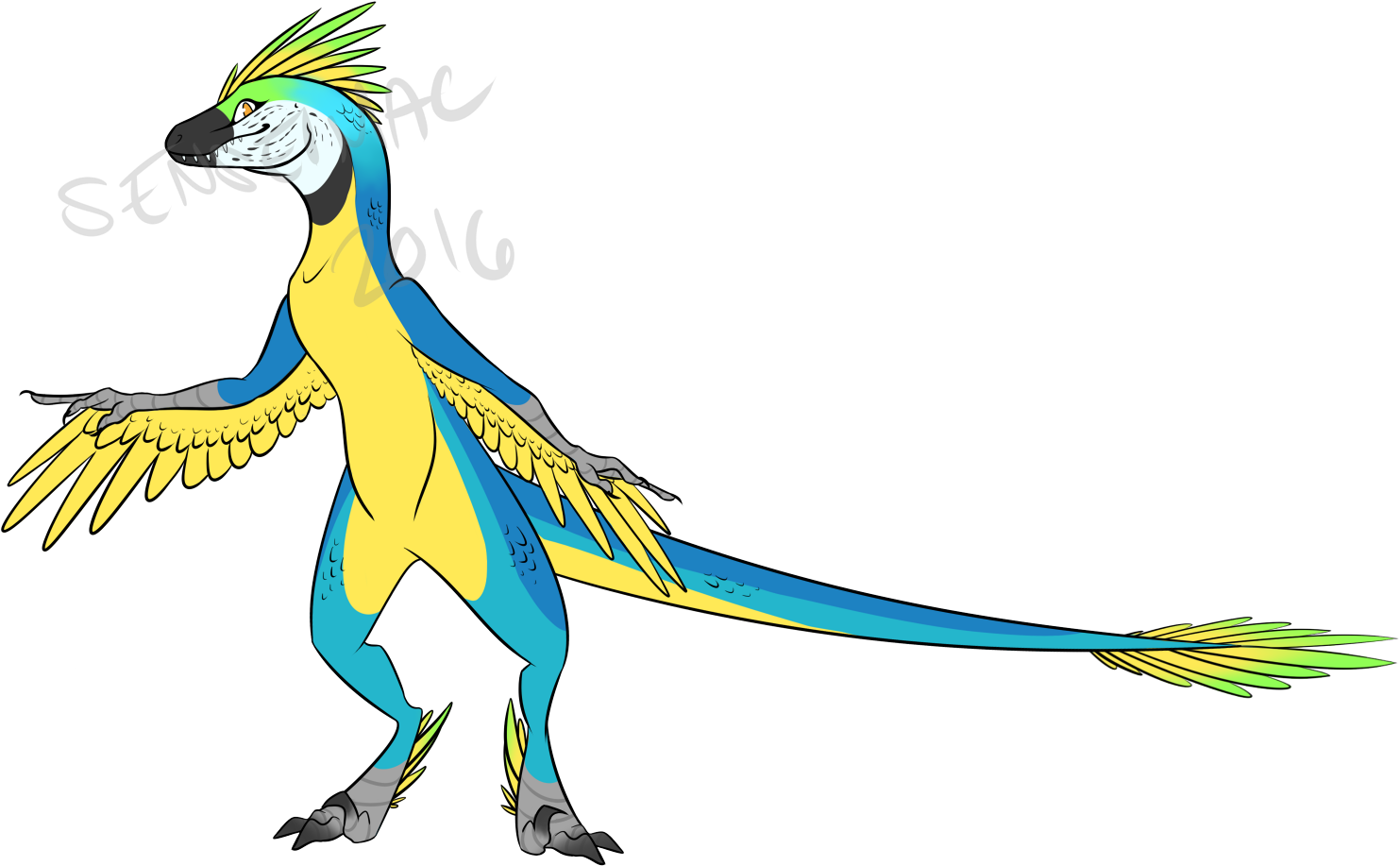 Utahraptor/macaw Hybrid Clipart (1600x1100), Png Download