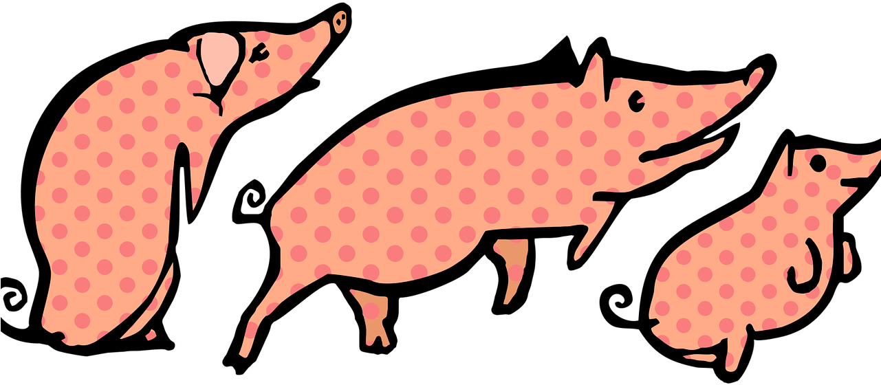 Pigs Polka Dots Animals Clipart (1280x640), Png Download