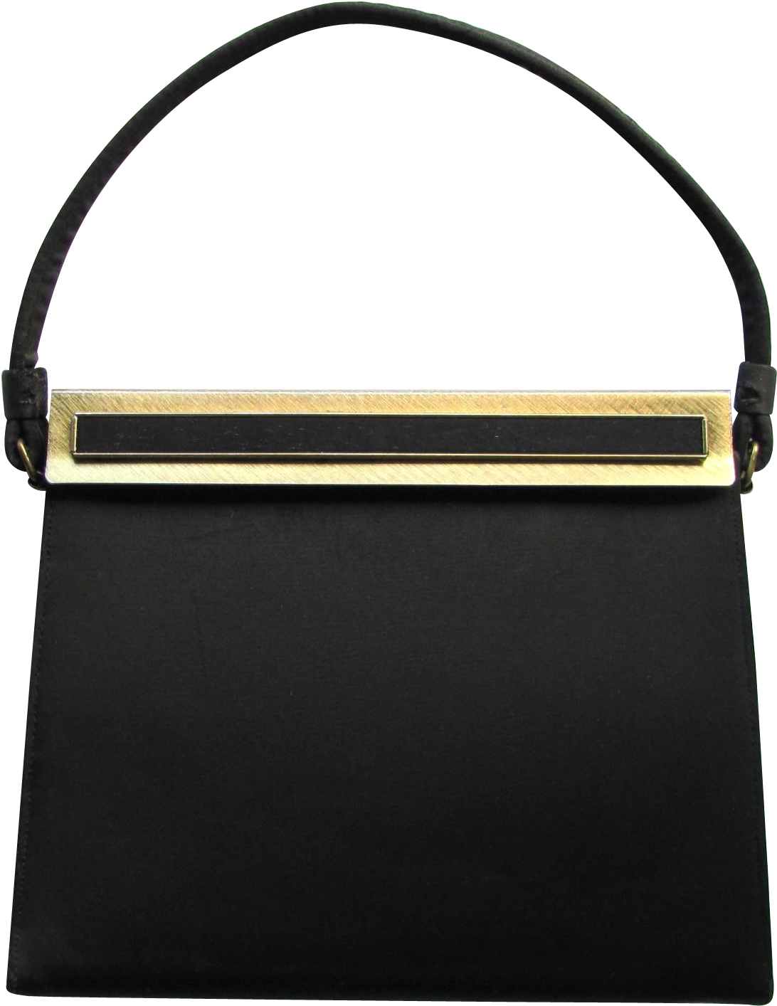 Vintage 1950's Black Evening Bag In Matte Satin With - Handbag Clipart (1413x1413), Png Download