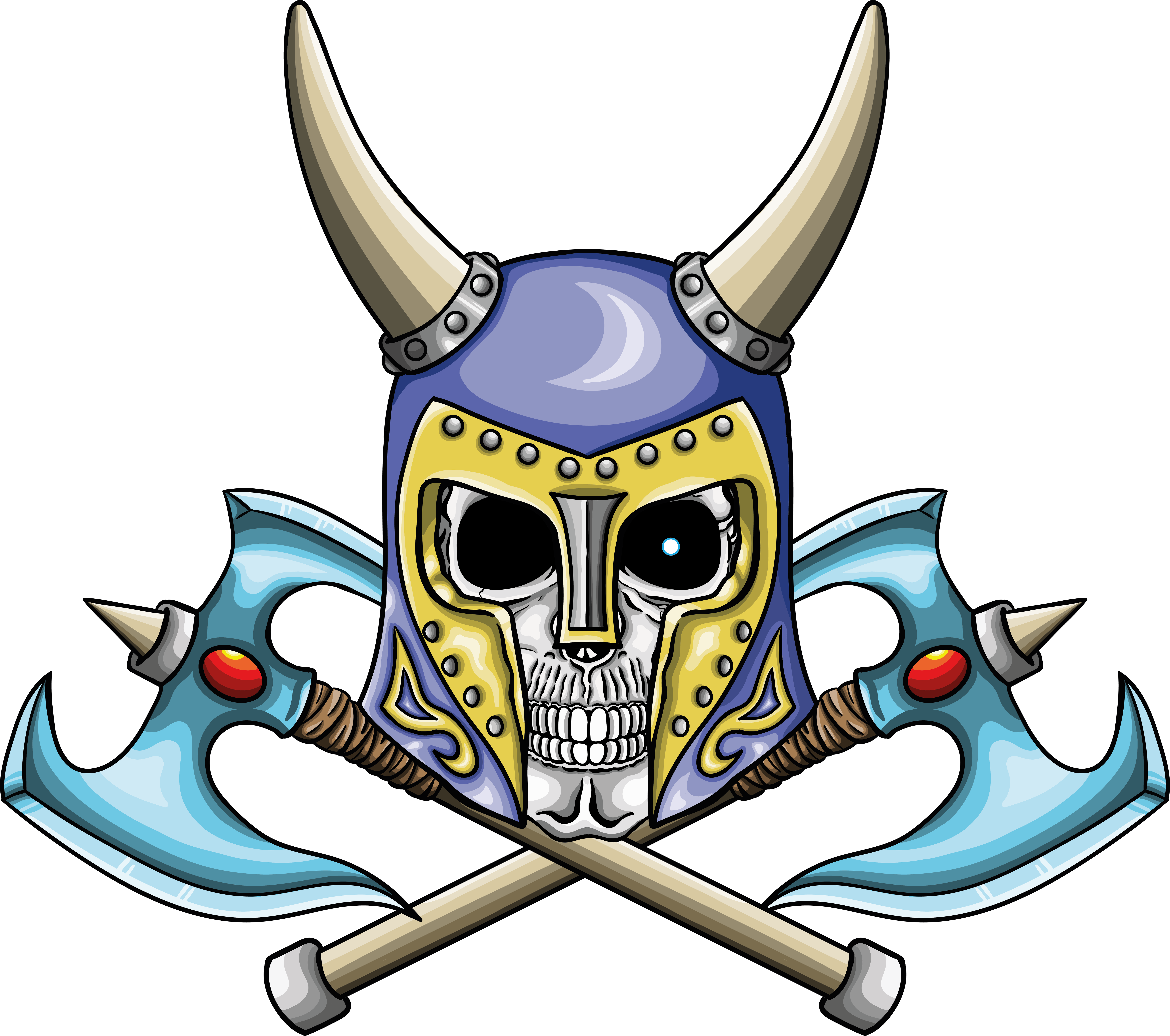 Illustration Of Warrior Undead Skull With Fantastic Clipart (7632x6760), Png Download