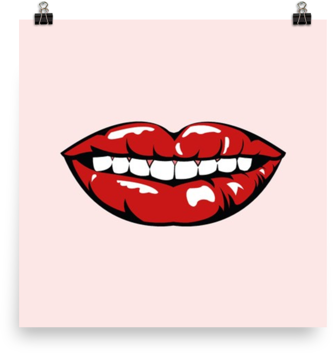 Art Print - Lips Cartoon Colorful Clipart (1000x1000), Png Download