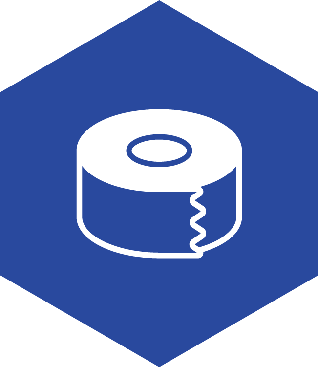 Solid White Tape Roll Icon Over Solid Blue Polygon - Icon Clipart (800x800), Png Download