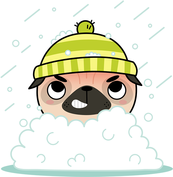 Pugs & Kisses - Cartoon Clipart (600x600), Png Download