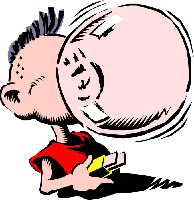 Vector Illustration Of Boy Blows Bubble With Chewing Clipart (680x700), Png Download