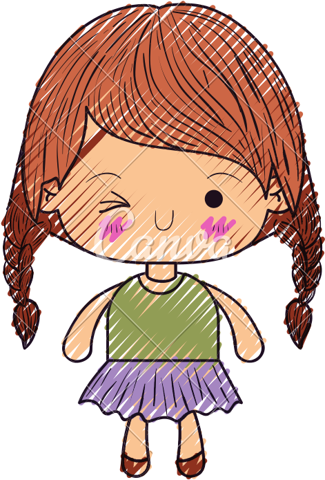 Braided Icons By Canva - Niña Sonriendo Kawaii Clipart (800x800), Png Download