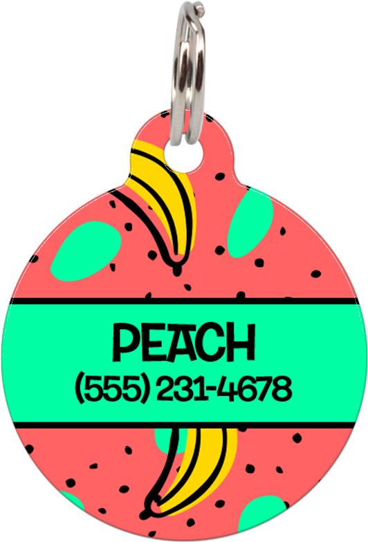 Green Bananas Personalized Dog Id Tag For Pets - Circle Clipart (803x802), Png Download