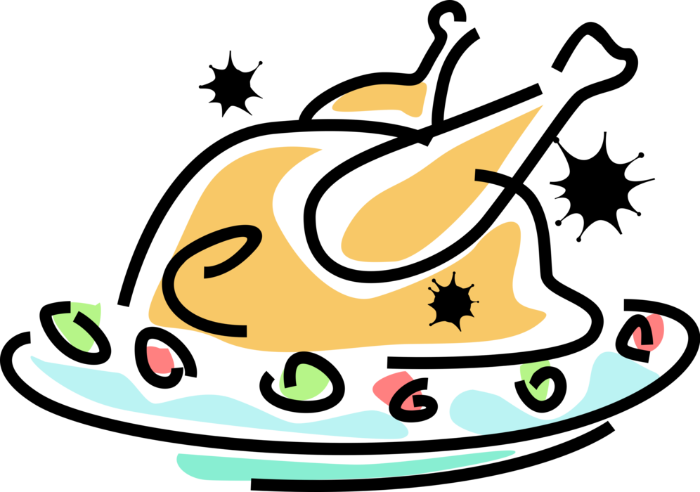 Vector Illustration Of Roast Turkey Traditional Christmas Clipart