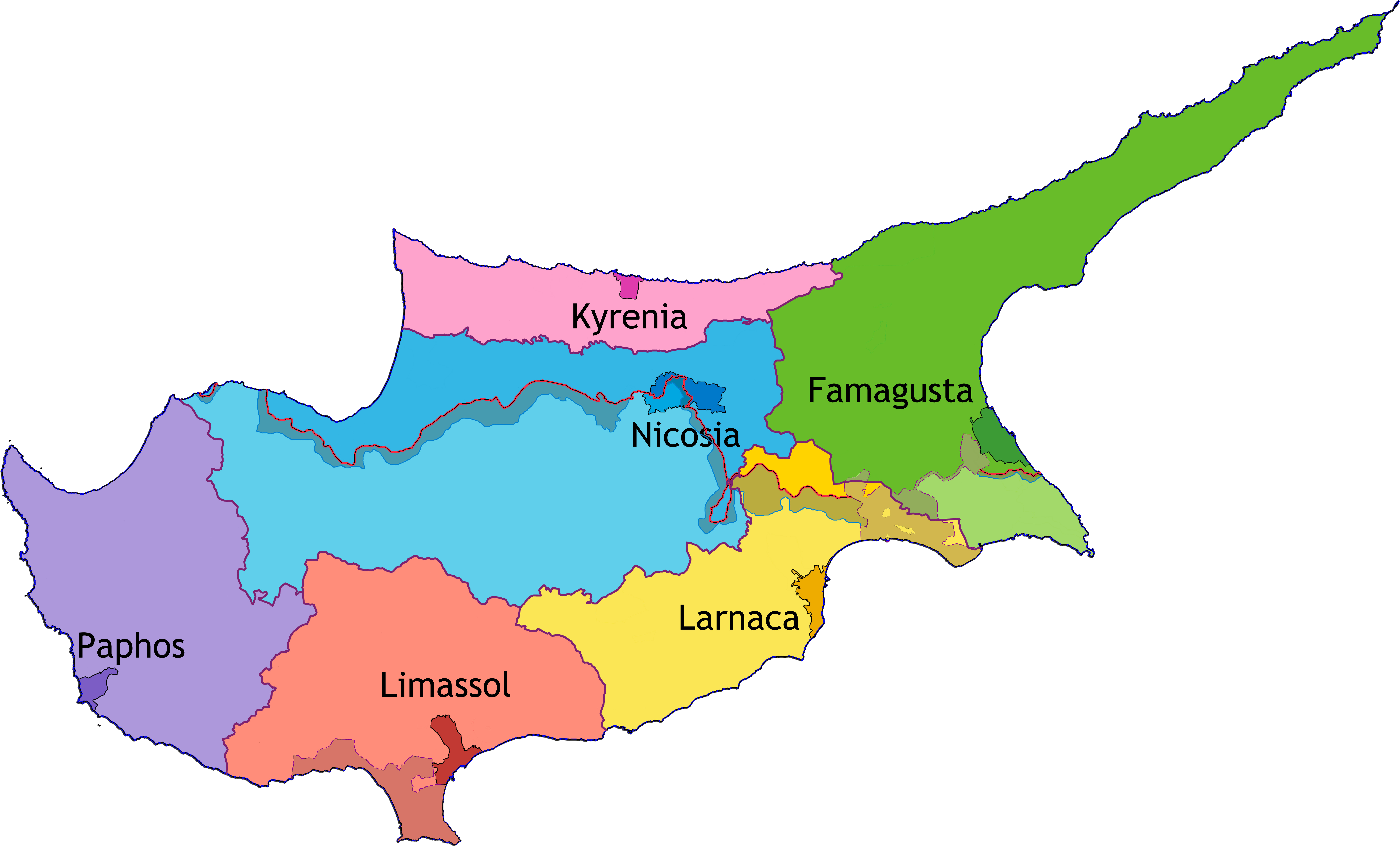 Cyprushomepage Cyprus Administrative Divisions Map Clipart (8610x5270), Png Download