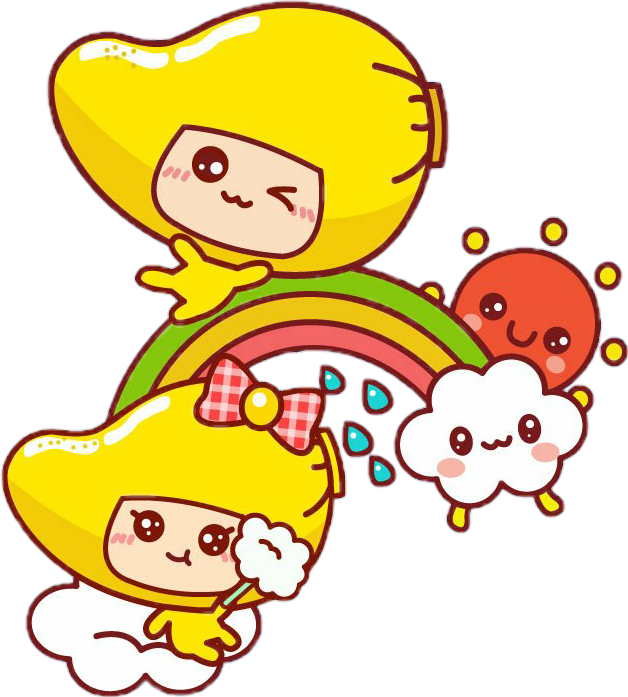 Scmango Mango Couple Rainbow Could Sun Raining Bow Clipart (628x697), Png Download