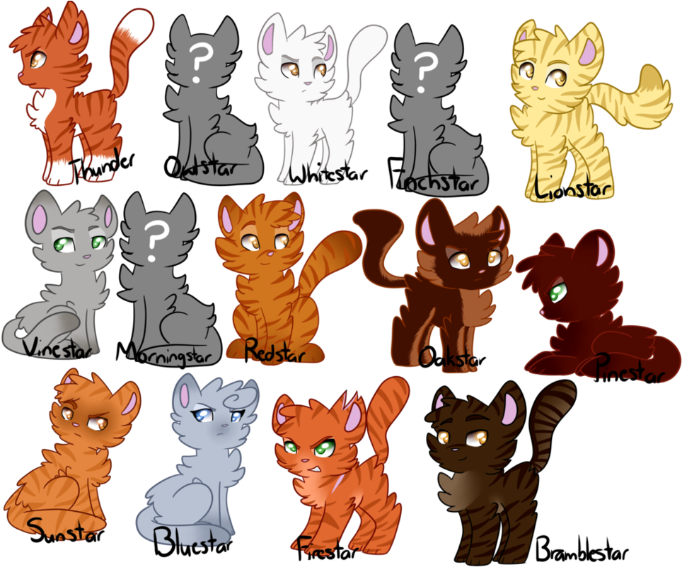 Thunderclan Leaders In Order Clipart (979x816), Png Download