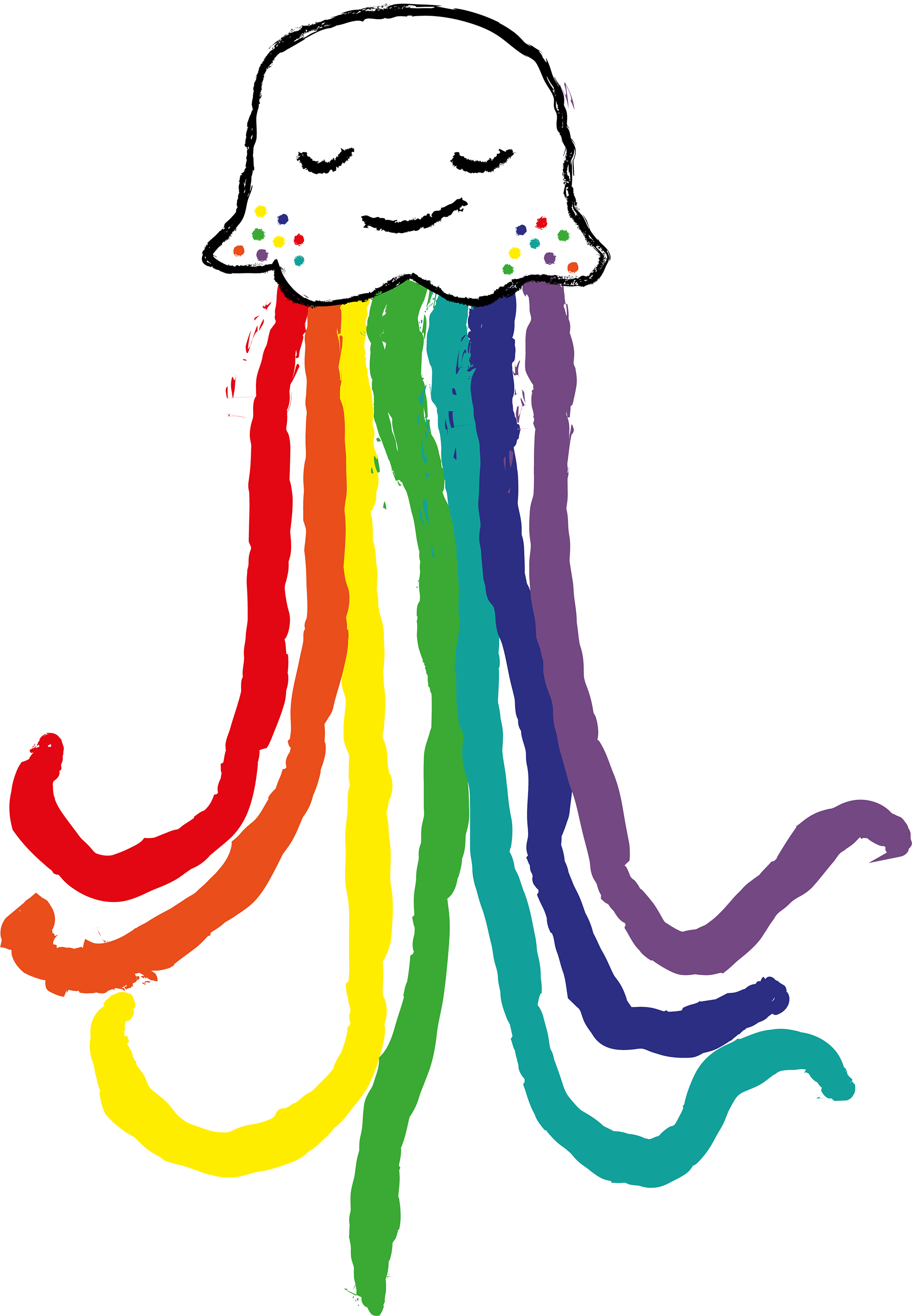 Rainbow Jelly Fish - Throw Pillow Clipart (1920x2772), Png Download