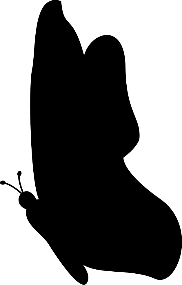 Butterfly Side View Black Silhouette Shape Comments - Butterfly Side Silhouette Clipart (628x981), Png Download