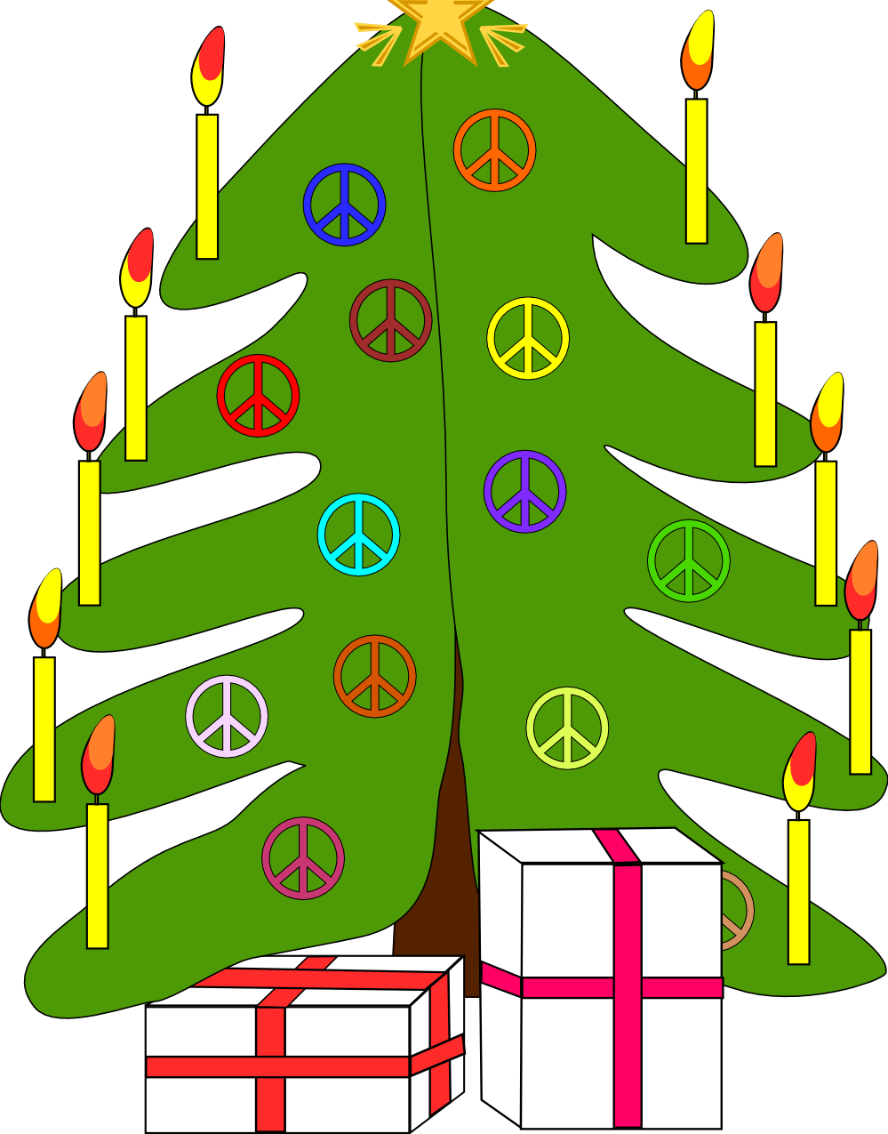 Xmas Christmas Tree 7 Peace Symbol Sign Coloring Book - Christmas Tree Throw Blanket Clipart (555x708), Png Download