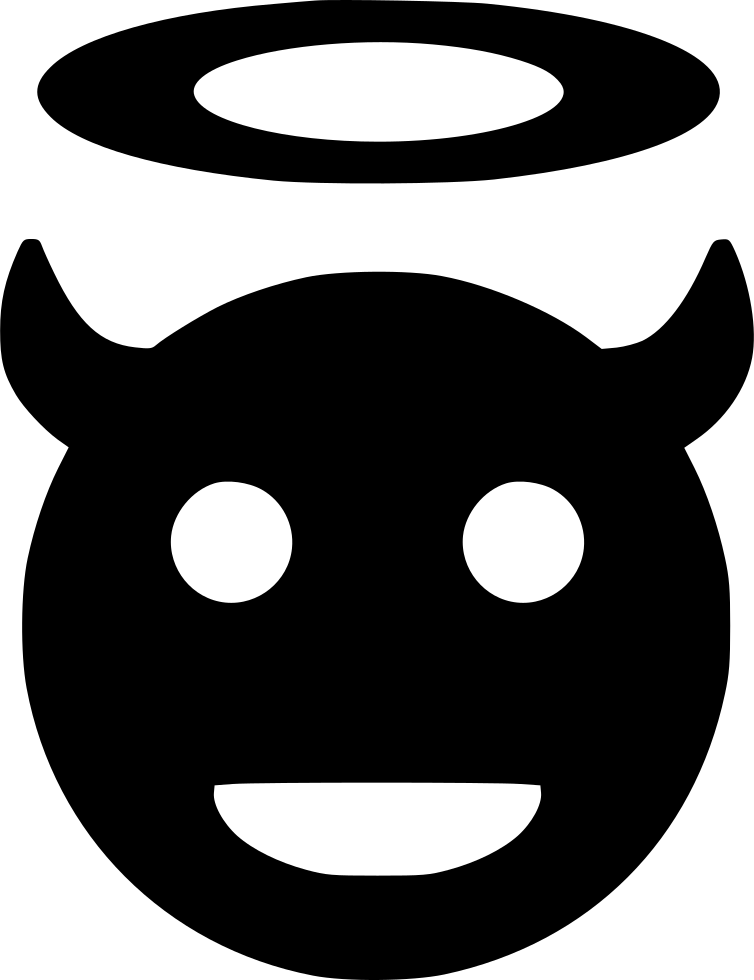 Angel Smile God Hell Svg Png Icon - Carita De Angel Y Diablo Clipart (754x980), Png Download