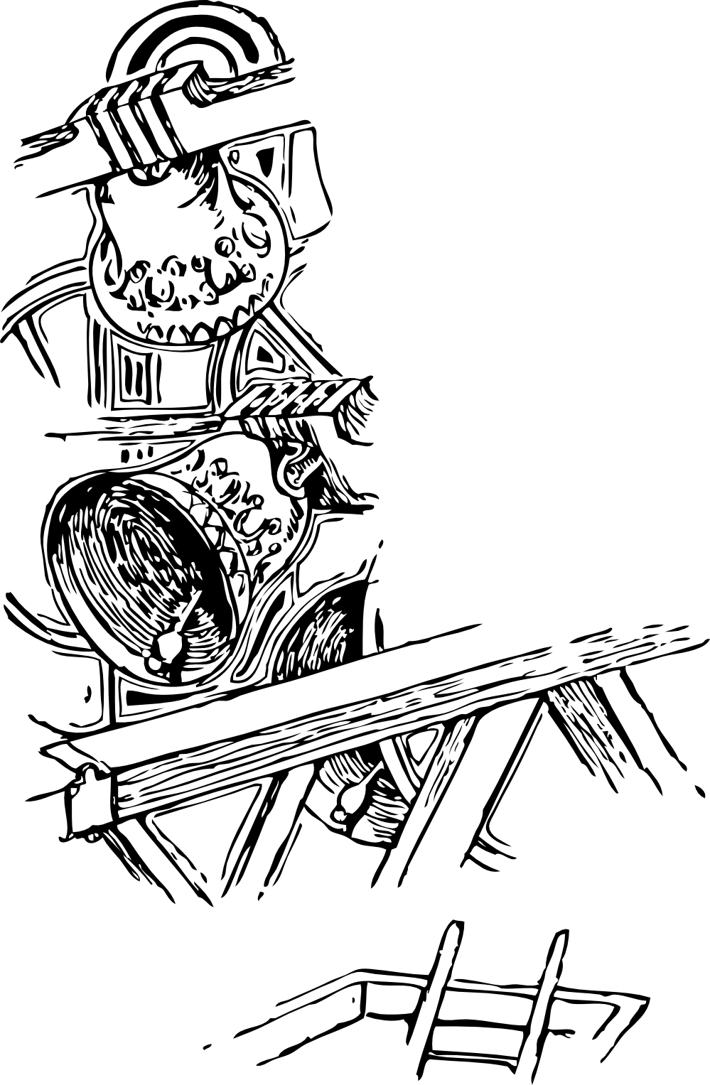 Belfry Black White Line Art 999px 300 - Bell Clipart (999x1527), Png Download