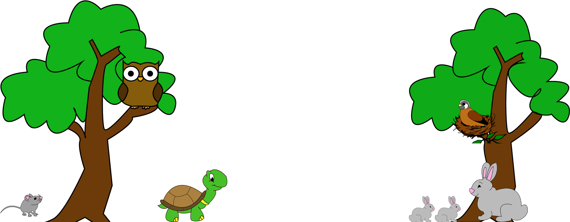 A Mouse, An Owl, A Turtle, A Kestrel, And A Mom And - Turtle Clipart (2000x842), Png Download