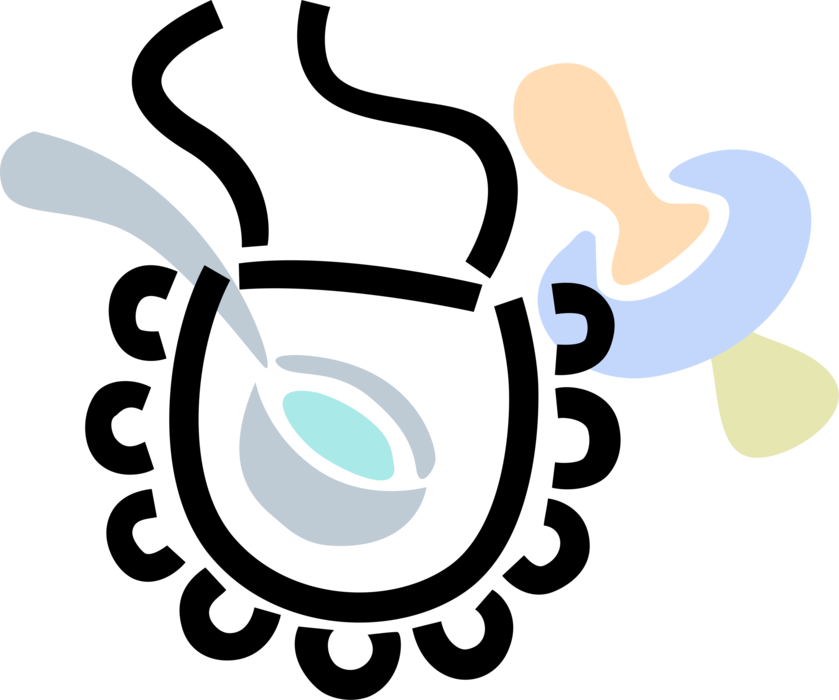 Vector Illustration Of Newborn Infant Baby Bib, Pacifier - Sun Clipart (839x700), Png Download