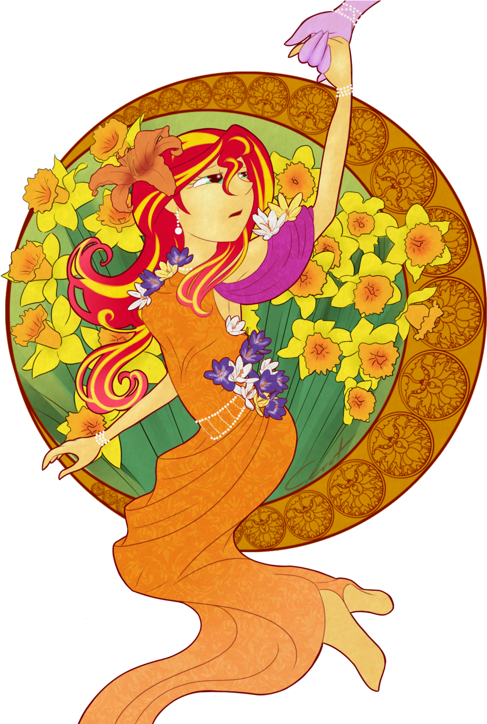 Katrittaja, Equestria Girls, Flower, Modern Art, Nouveau, - My Little Pony: Friendship Is Magic Clipart (1024x1448), Png Download