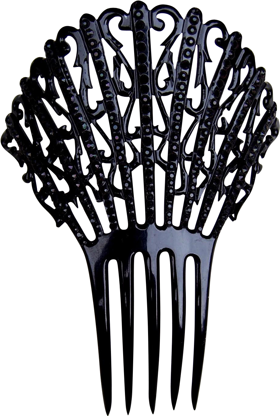 Victorian Mourning Hair Comb Black Celluloid French Clipart (1366x1366), Png Download