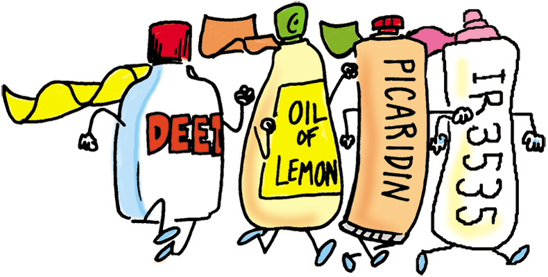 Bottles Of Deet, Oil Of Lemon, Picaridin, Ir3535 With - Ethyl Butylacetylaminopropionate Clipart (790x400), Png Download